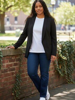 Torrid Women's Studio Crepe Classic Shawl Collar Blazer career black Size 3X